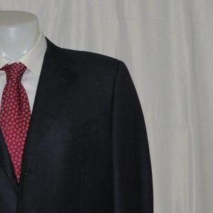 Scuderi for John Bray Loro Piana Blue Birdseye Flat Front Three Button Suit 42R